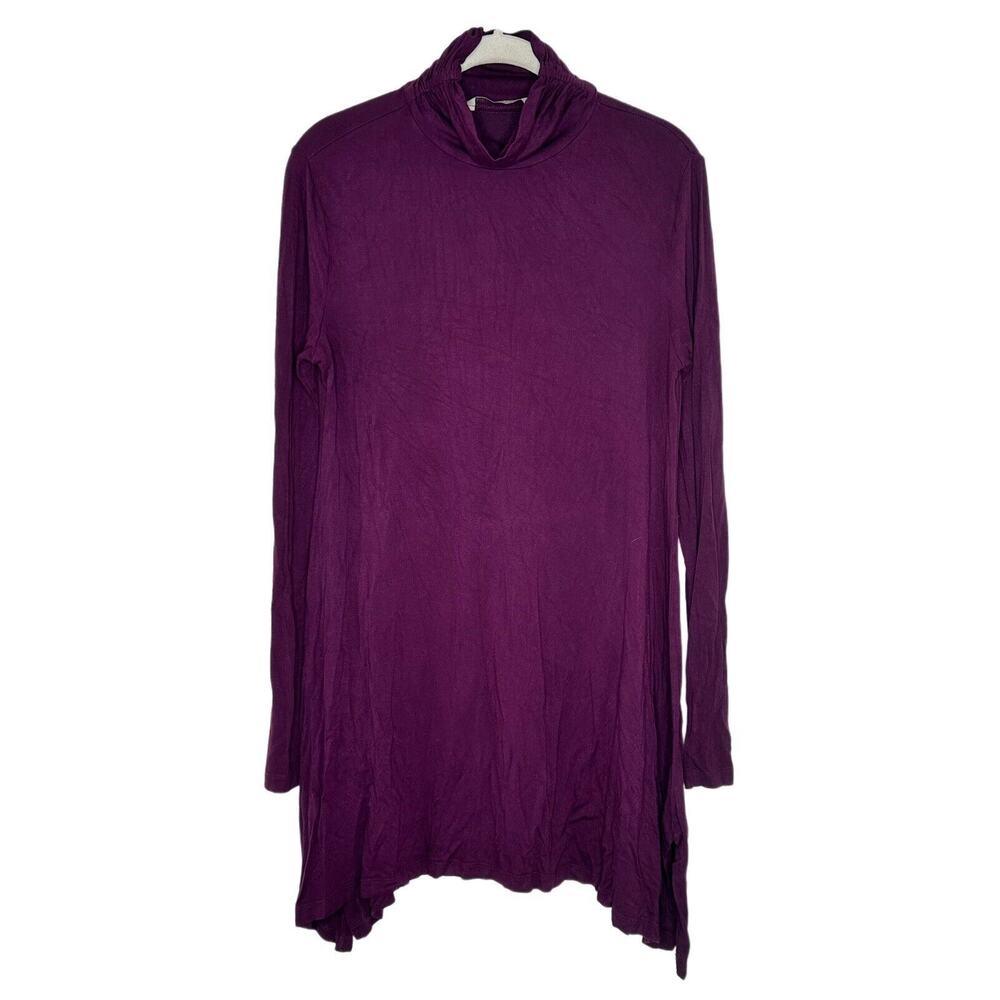 Soft Surroundings Purple Mock Neck Turtleneck Long Sleeve A-line Tunic Top Sz S